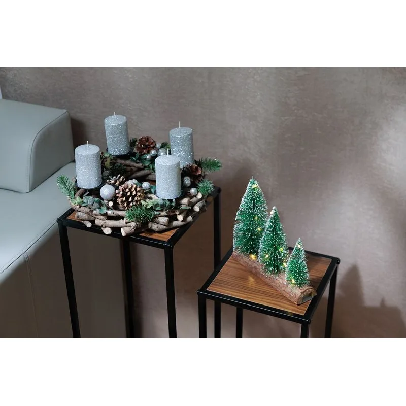 Adventný veniec MagicHome Vianoce, drevený, strieborný, 30x30x7 cm