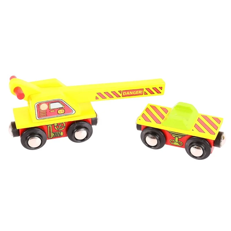 Bigjigs Rail Drevené vláčiky - Vagón so žeriavom