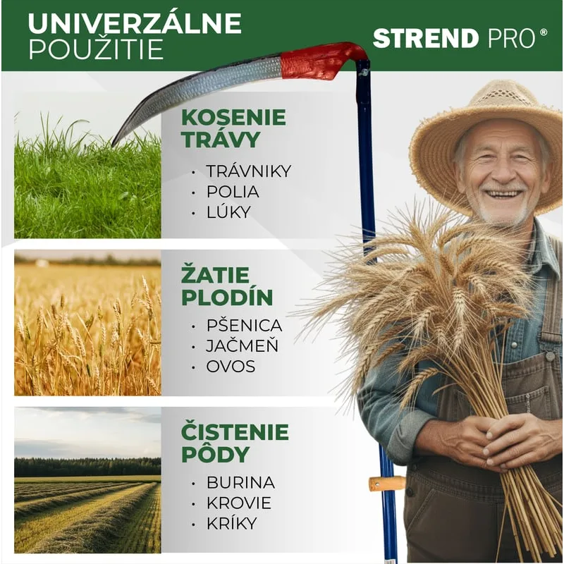Kosa na trávu EURO 600 mm, kovaná + kovové kosisko