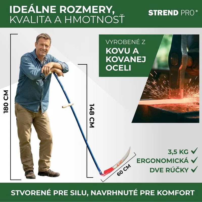 Kosa na trávu EURO 600 mm, kovaná + kovové kosisko