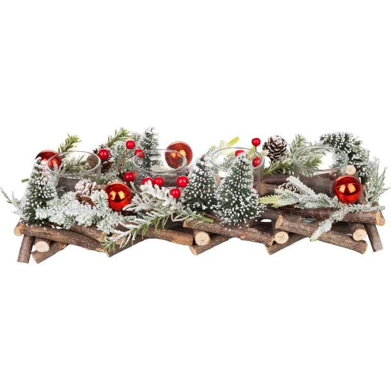 Adventná ikebana, prírodná, so stromčekmi, 36x13x12 cm