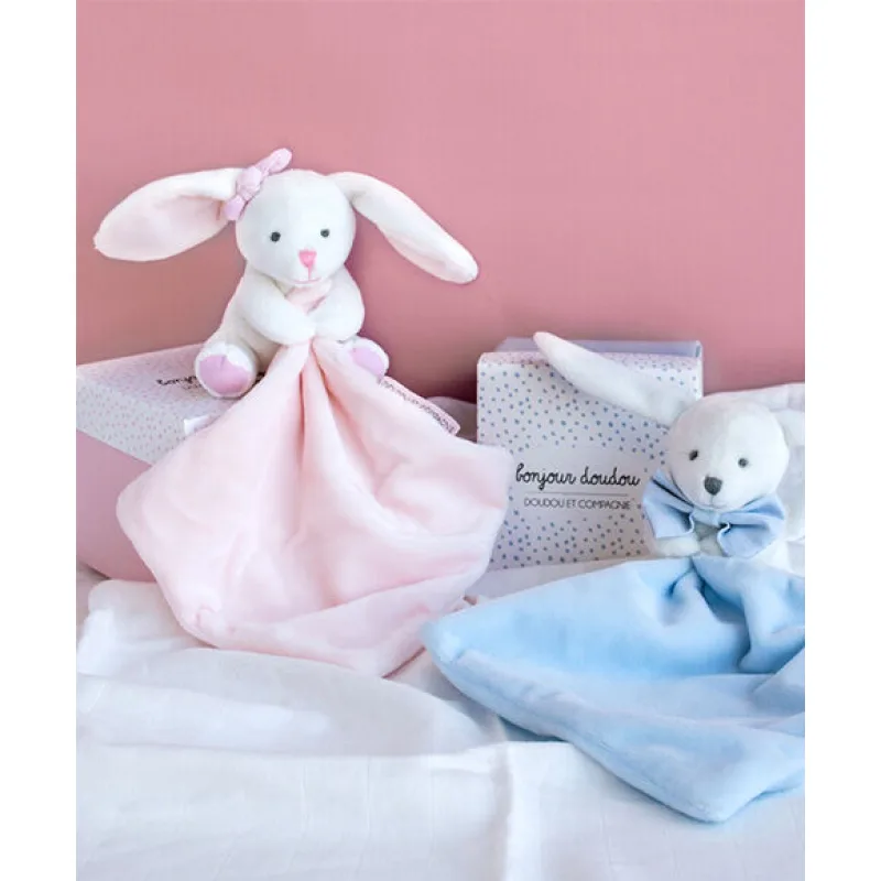 Doudou Darčeková sada ružová - Králiček s mojkáčikom 10 cm