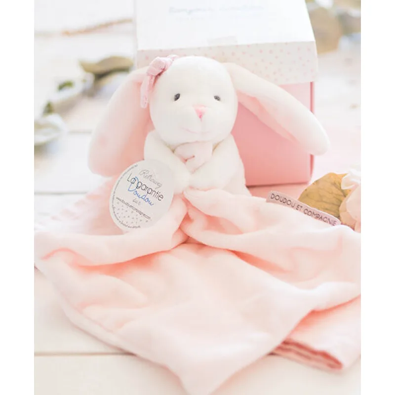 Doudou Darčeková sada ružová - Králiček s mojkáčikom 10 cm