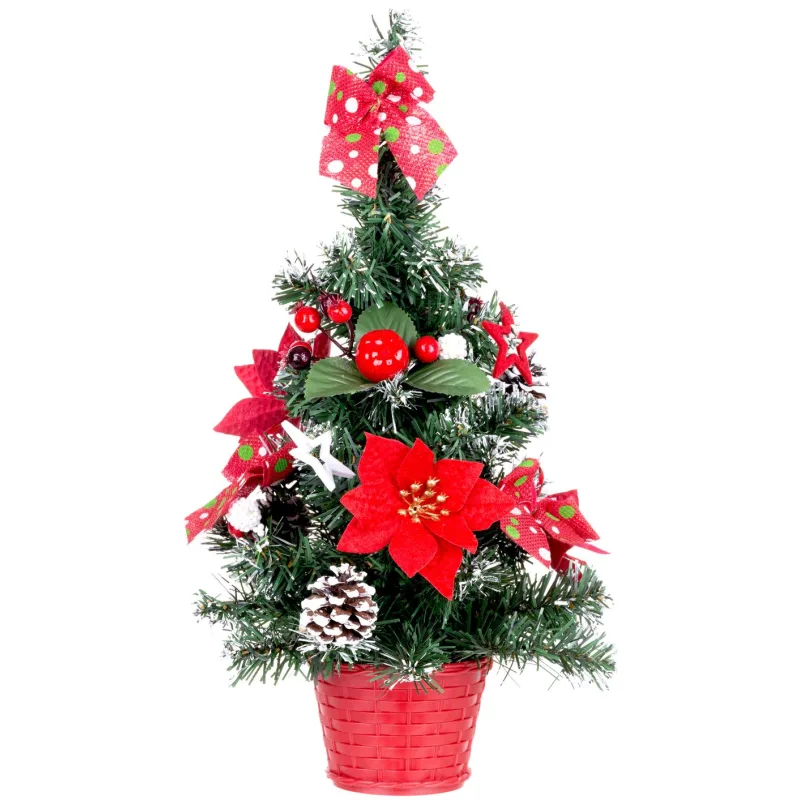 Vianočný stromček ozdobený, červený, 41 cm