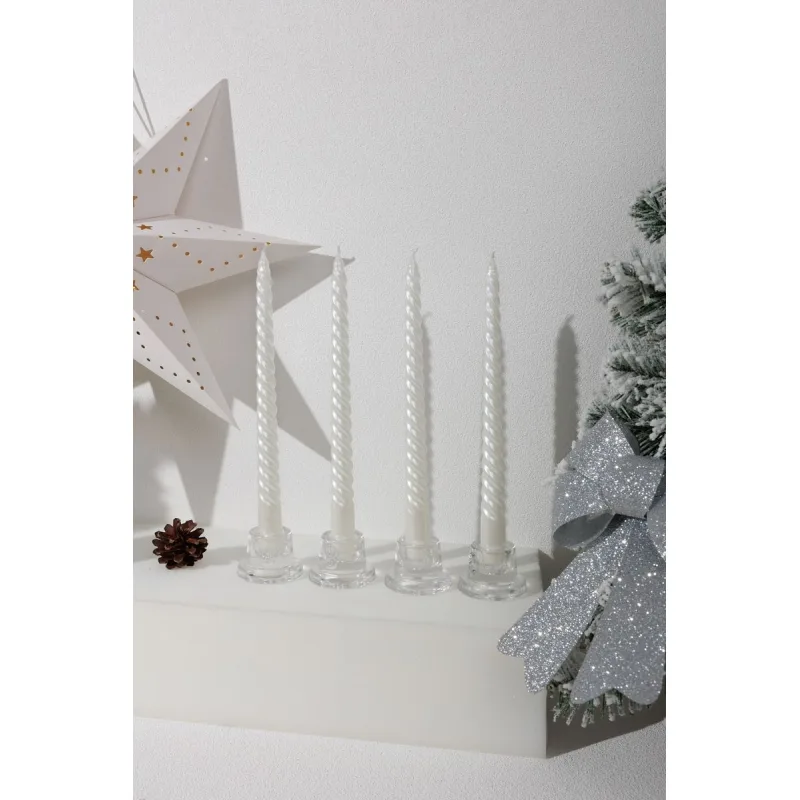 Biele špirálové sviečky MagicHome, 25 cm, balenie 4 ks