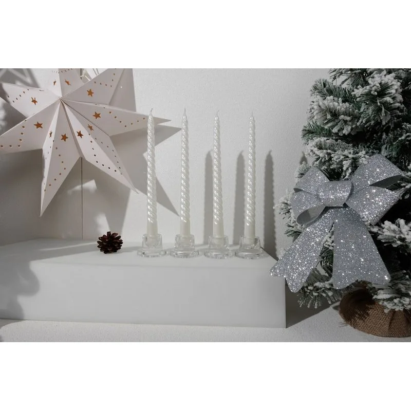 Biele špirálové sviečky MagicHome, 25 cm, balenie 4 ks