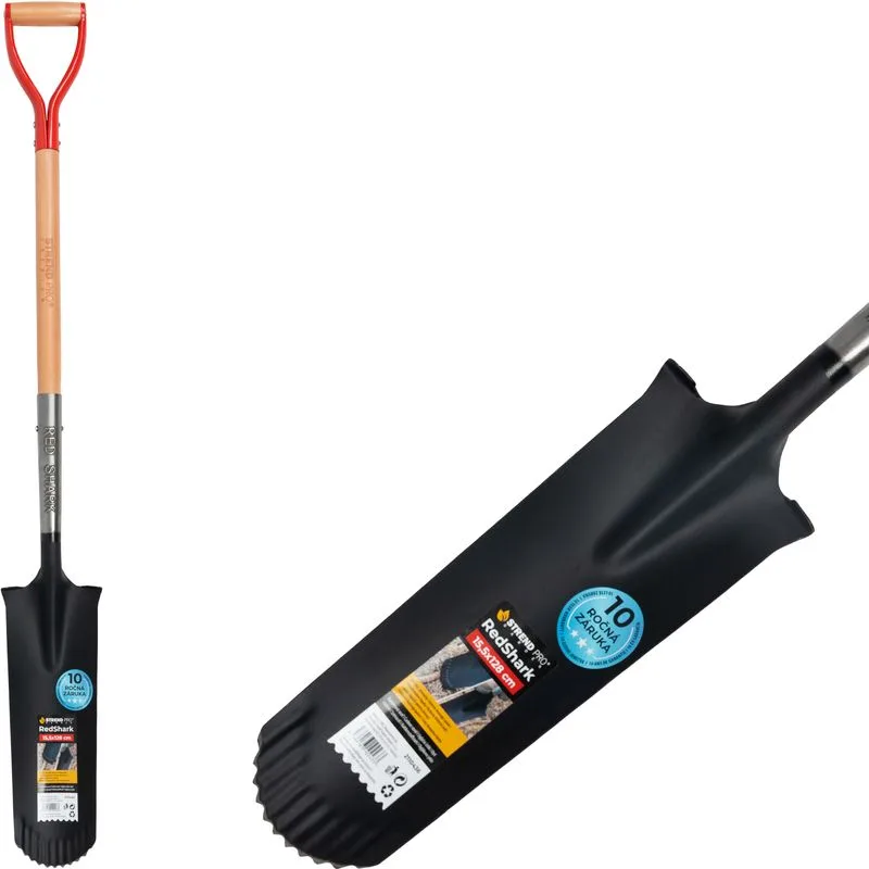 Rýľ Strend Pro Premium RedShark úzky drenážny, drevená násada D 1280 mm