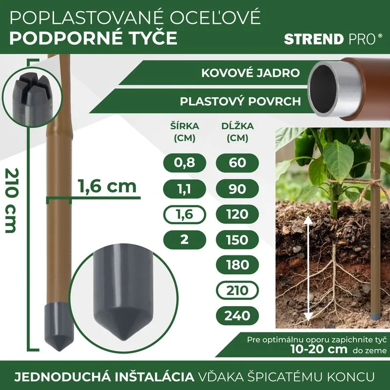 Tyč oporná k rastlinám a paradajkám Garden TY 16/2100 mm