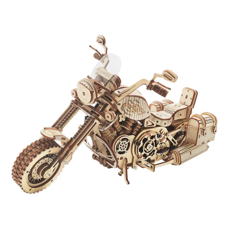 RoboTime Drevené 3D mechanické puzzle Motorka Cruiser 420 ks
