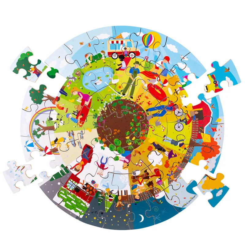 Bigjigs Toys Okrúhle podlahové puzzle Štyri ročné obdobia 50 ks