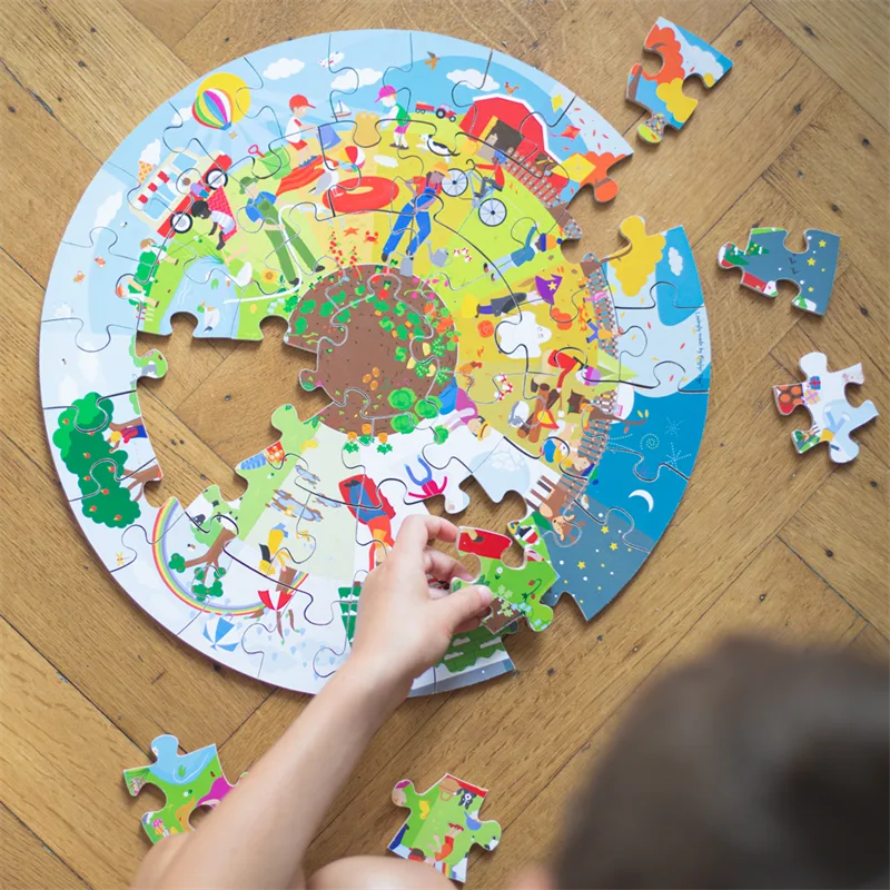 Bigjigs Toys Okrúhle podlahové puzzle Štyri ročné obdobia 50 ks