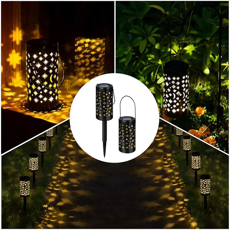 Solárna lampa Yildun 41 cm – 2 ks, teplá biela LED