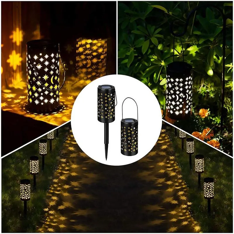 Solárna lampa Yildun 41 cm – 2 ks, teplá biela LED