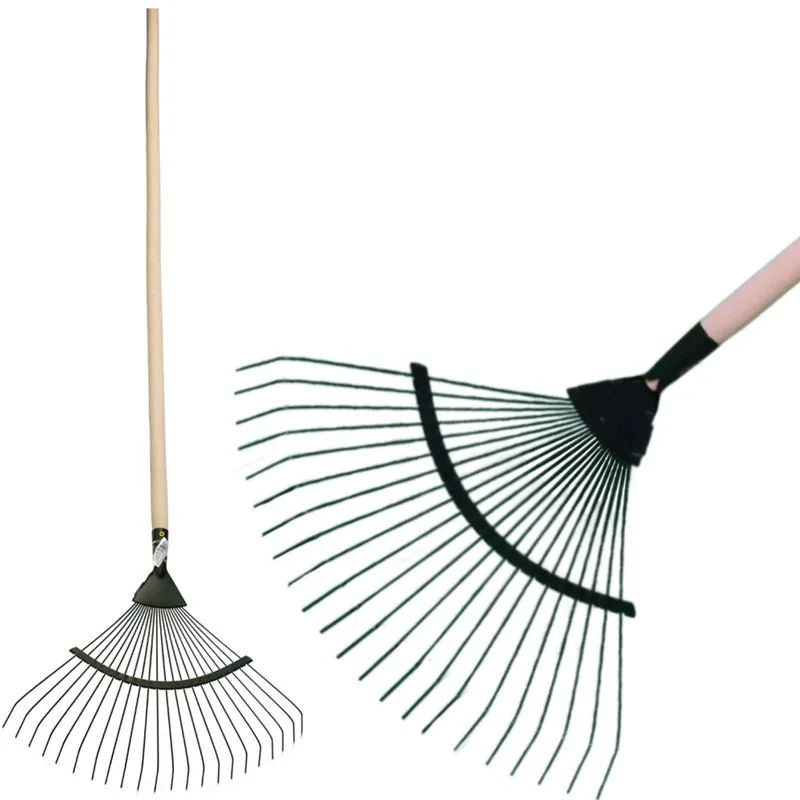 Hrable na lístie 22-zubé, 45 cm, vejárové, s drevenou násadou