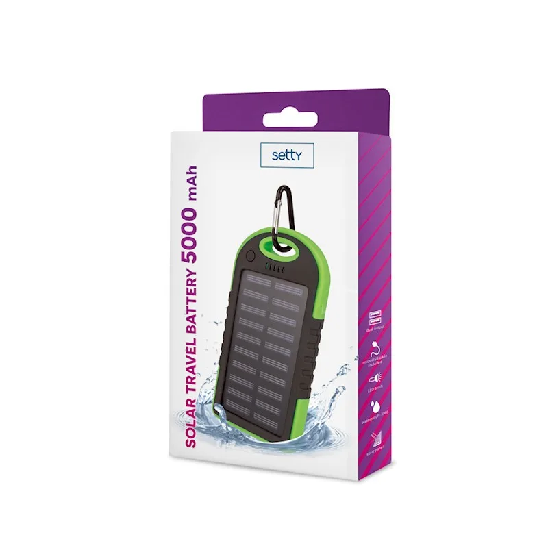 Solárna Powerbanka Setty 5000 mAh zelená