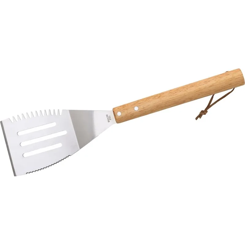 Obracač na grilovanie, nerez, s pogumovanou drevenou rúčkou, 41 cm