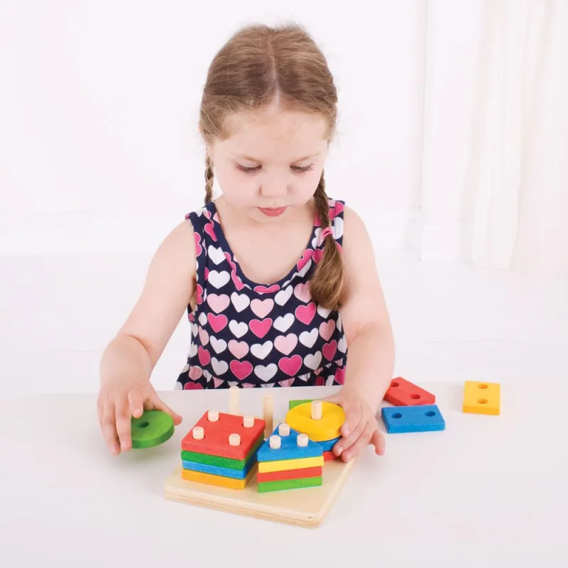 Bigjigs Toys Nasadzovanie tvarov na tyče
