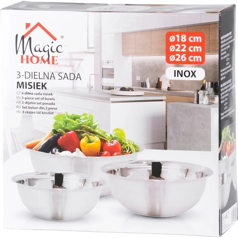 Miska MagicHome, nerez, sada 3 ks, 18-22-26 cm