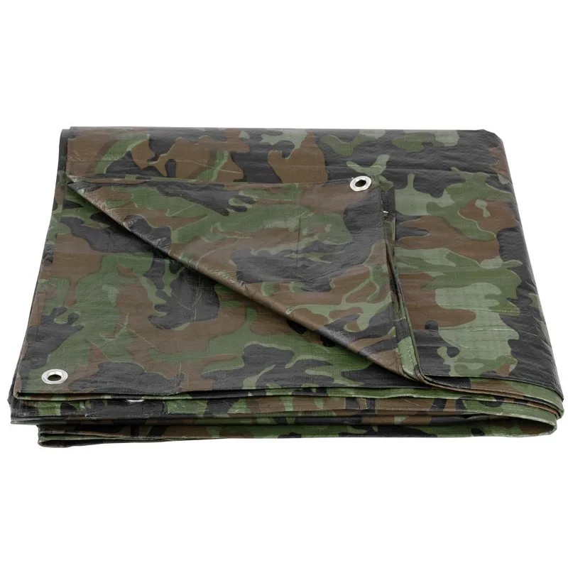 Nepremokavá krycia plachta Tarpaulin Khaki 2x4 m, 80 g/m², oliva/kamufláž, s okami