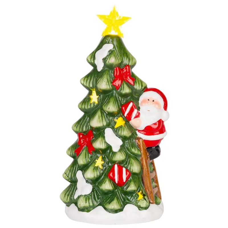 Vianočná dekorácia Stromček so Santom, LED, terakota, 21,8 cm