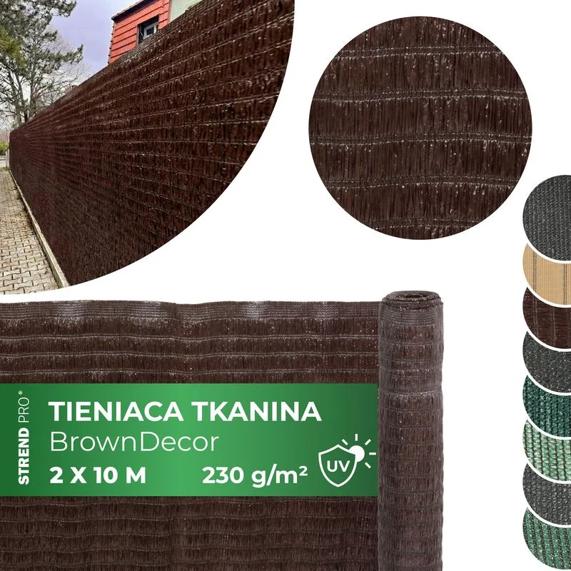 Tieniaca plachta BrownDecor, 95%, 2,0x10 m, UV odolná, hnedá