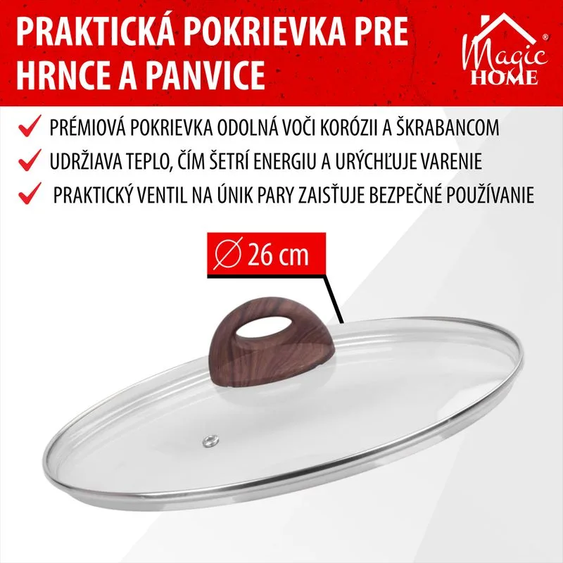 Pokrievka MagicHome Black Marble Line, 26 cm, sklenená