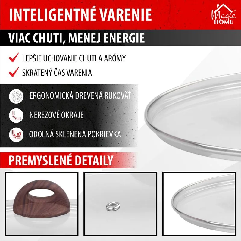 Pokrievka MagicHome Black Marble Line, 26 cm, sklenená