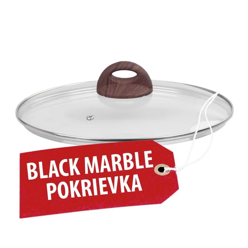 Pokrievka MagicHome Black Marble Line, 26 cm, sklenená