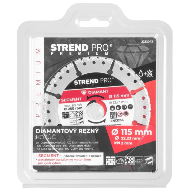 Diamantový kotúč Strend Pro Premium, Vacuum Brazed, 115 mm, rezný