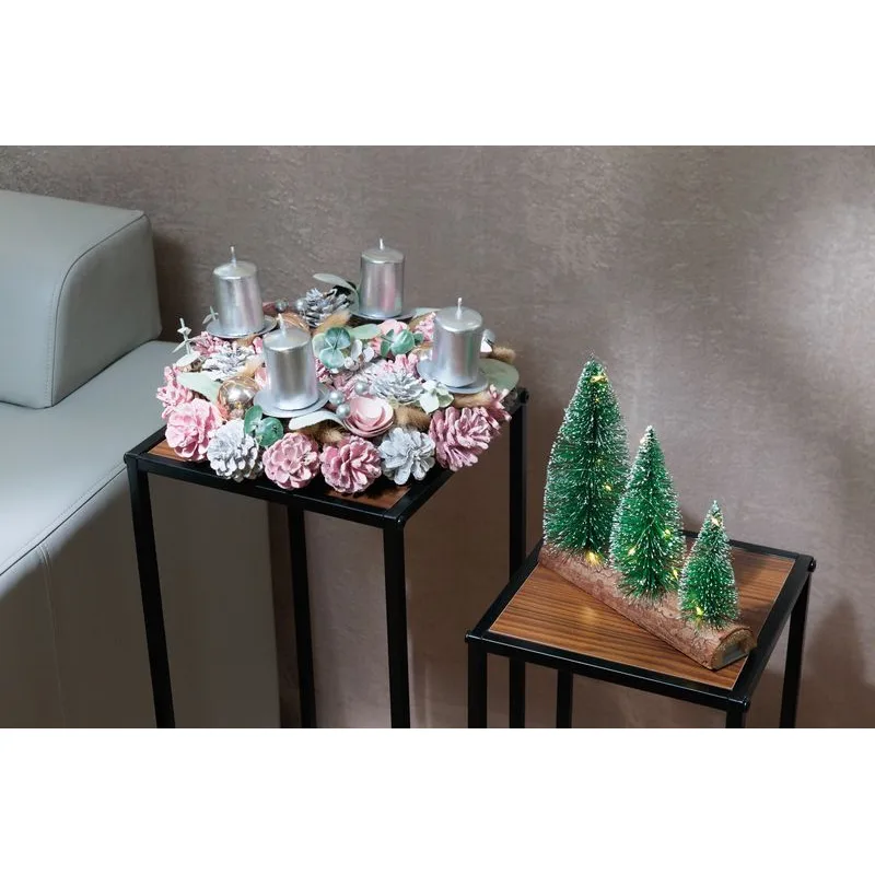 Adventný veniec MagicHome, prírodný, ružový, 30x8 cm