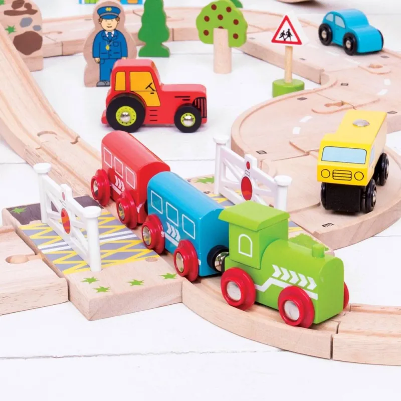 Bigjigs Rail Drevené autodráhy - Železničné priecestie
