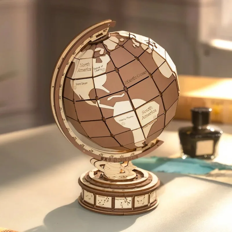 RoboTime 3D drevené puzzle Glóbus a divy sveta