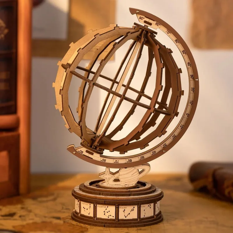 RoboTime 3D drevené puzzle Glóbus a divy sveta