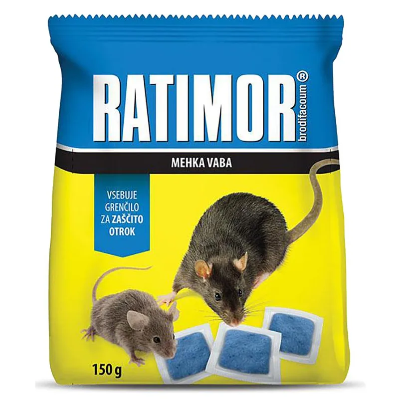 Návnada na myši a potkany RATIMOR Brodifacoum fresh bait – 120 g