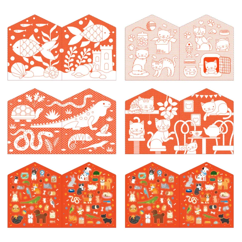 Petitcollage Omaľovánka so samolepkami Domáci miláčikovia
