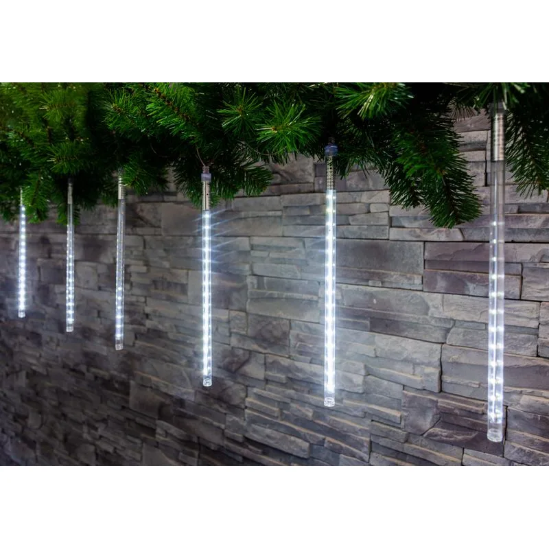 Vianočné osvetlenie reťaz Icicle, 720 LED, studená biela, vodopádový efekt, 7,5 m, exteriér