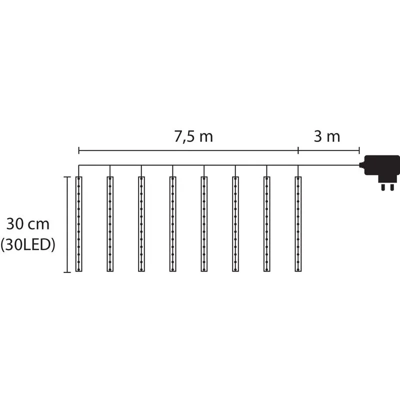 Vianočné osvetlenie reťaz Icicle, 720 LED, studená biela, vodopádový efekt, 7,5 m, exteriér