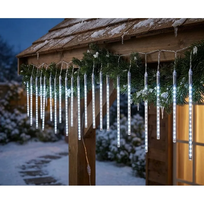 Vianočné osvetlenie reťaz Icicle, 720 LED, studená biela, vodopádový efekt, 7,5 m, exteriér