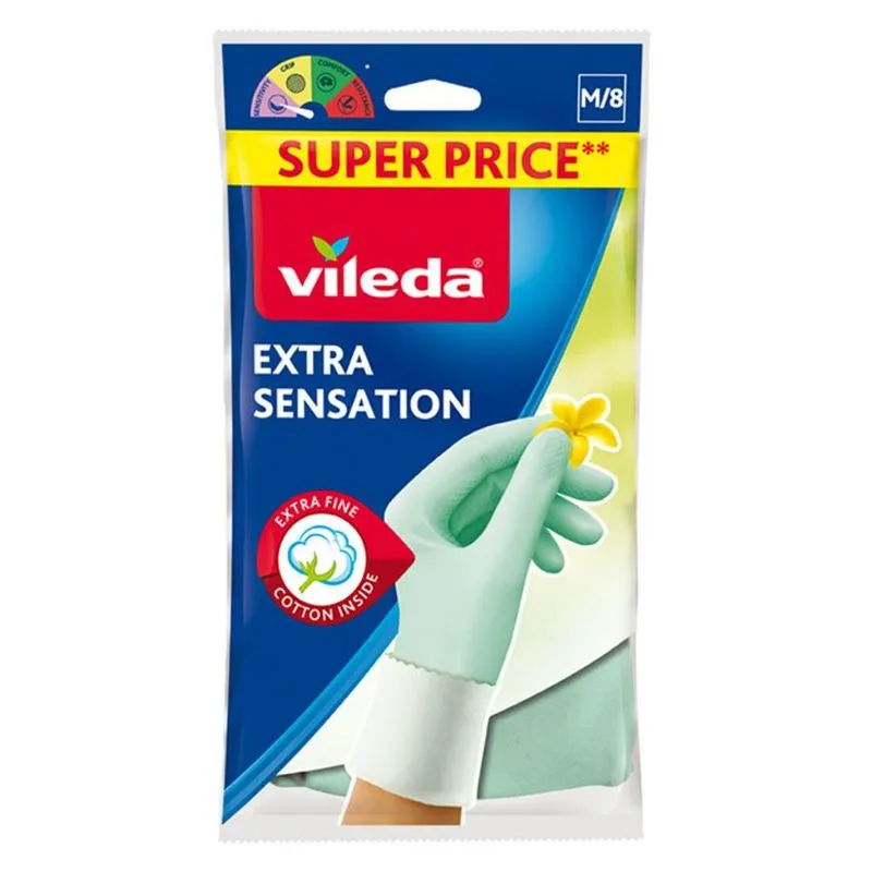 Rukavice Vileda Extra Sensation, M, gumové, protišmykové