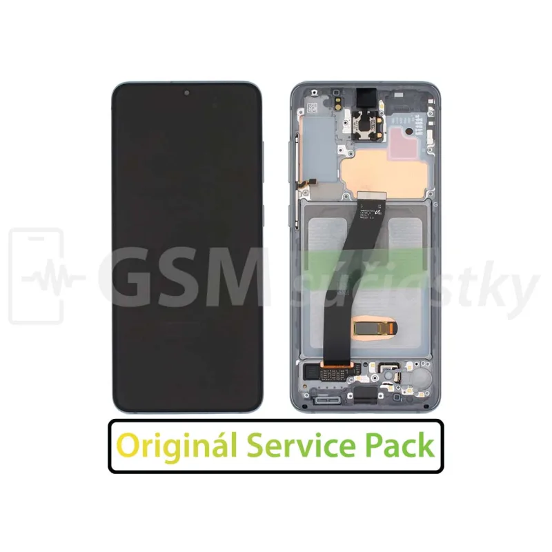 Samsung G980F, G981B Galaxy S20 - LCD displej + Dotykové sklo a Rám Originál Farba: Blue