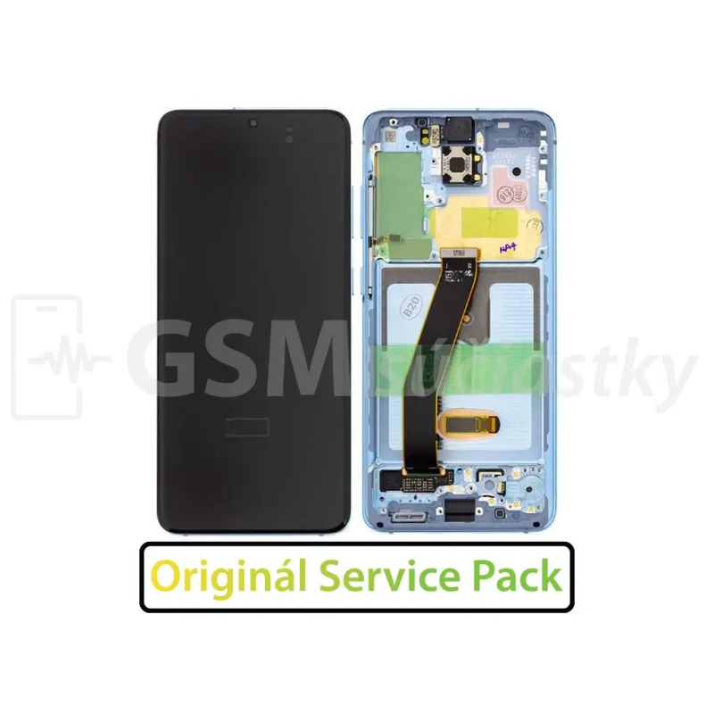 Samsung G980F, G981B Galaxy S20 - LCD displej + Dotykové sklo a Rám Originál Farba: Blue