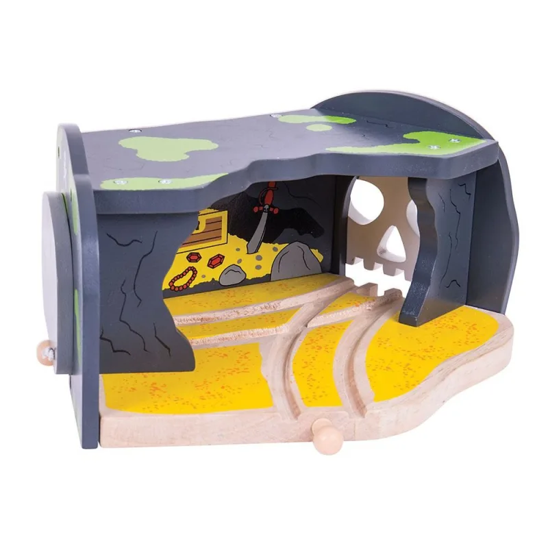 Bigjigs Rail Drevené vláčiky - Jaskyňa lebka s výhybkou