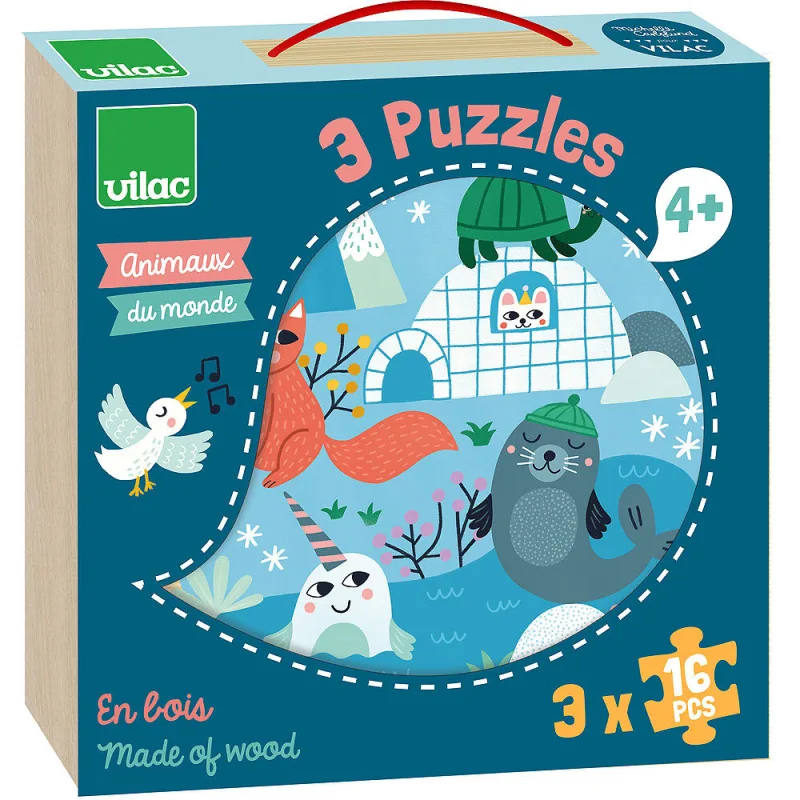 Vilac Drevené puzzle Zvieratá sveta