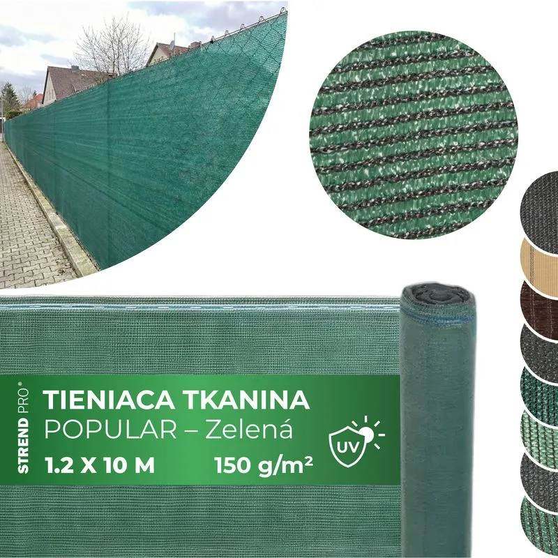 Tieniaca sieť na plot HDPE, 85% zatienenie, 1,2x10 m, zelená