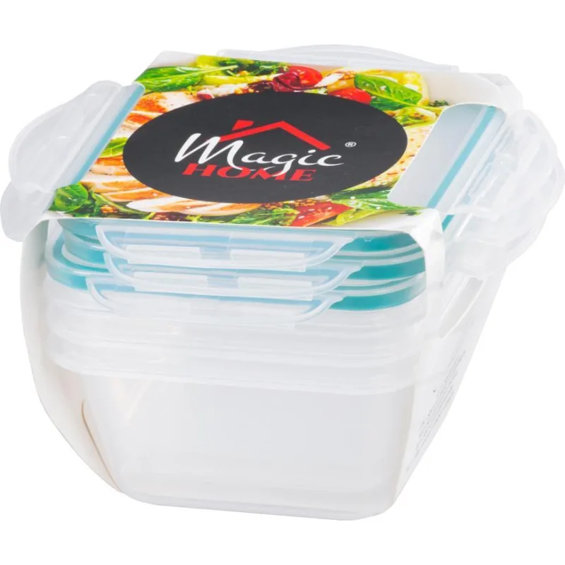 Dózy na potraviny MagicHome Lunchbox, 0,6 l, sada 3 ks, Clip