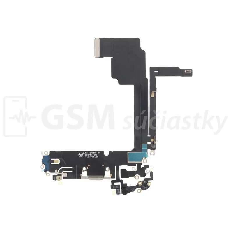 Flex kábel nabíjania iPhone 15 Pro Max - nabíjací konektor, mikrofón Farba: Čierna