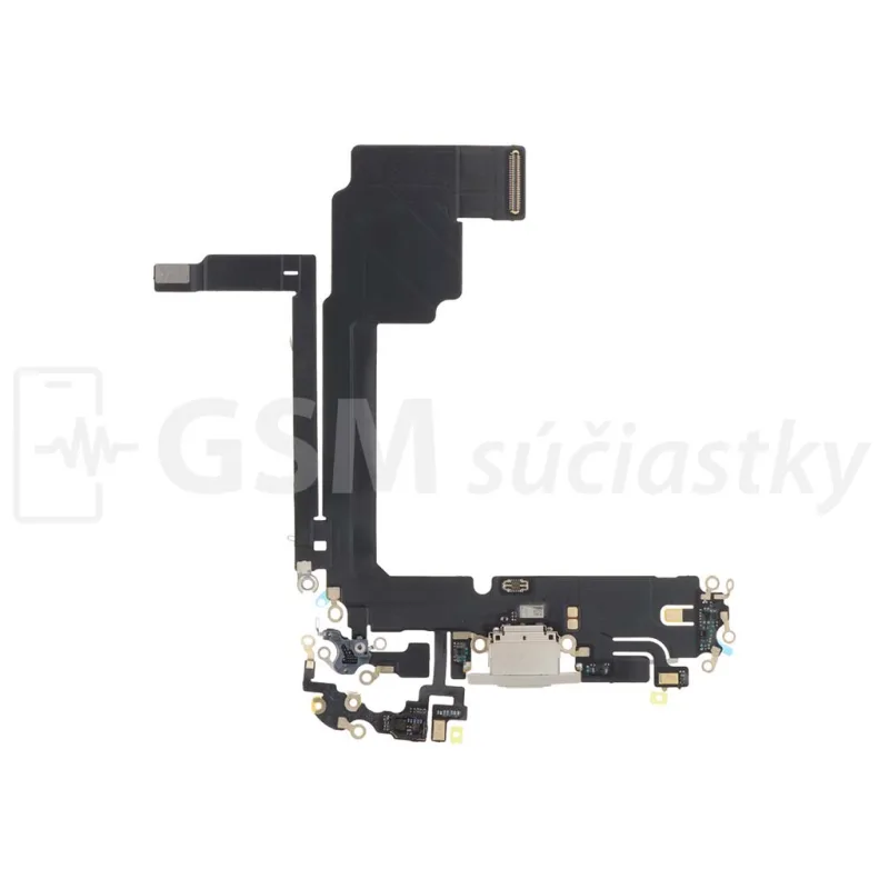 Flex kábel nabíjania iPhone 15 Pro Max - nabíjací konektor, mikrofón Farba: Čierna