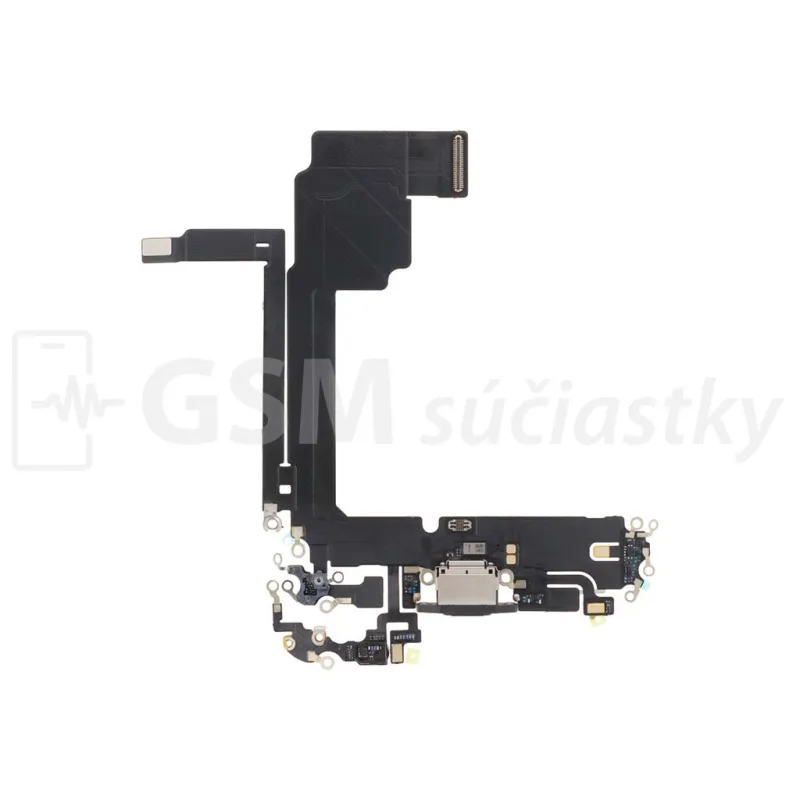 Flex kábel nabíjania iPhone 15 Pro Max - nabíjací konektor, mikrofón Farba: Čierna