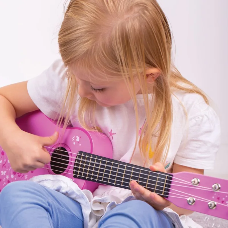 Drevená gitara Star ružová