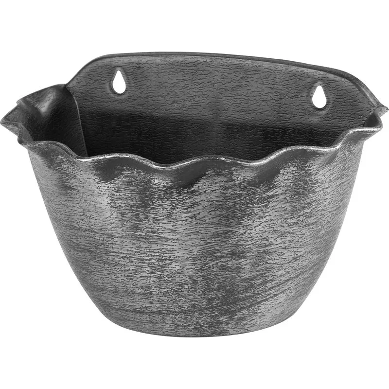 Strieborný závesný kvetináč Strend Pro Wave, 26x18 cm, metalický efekt